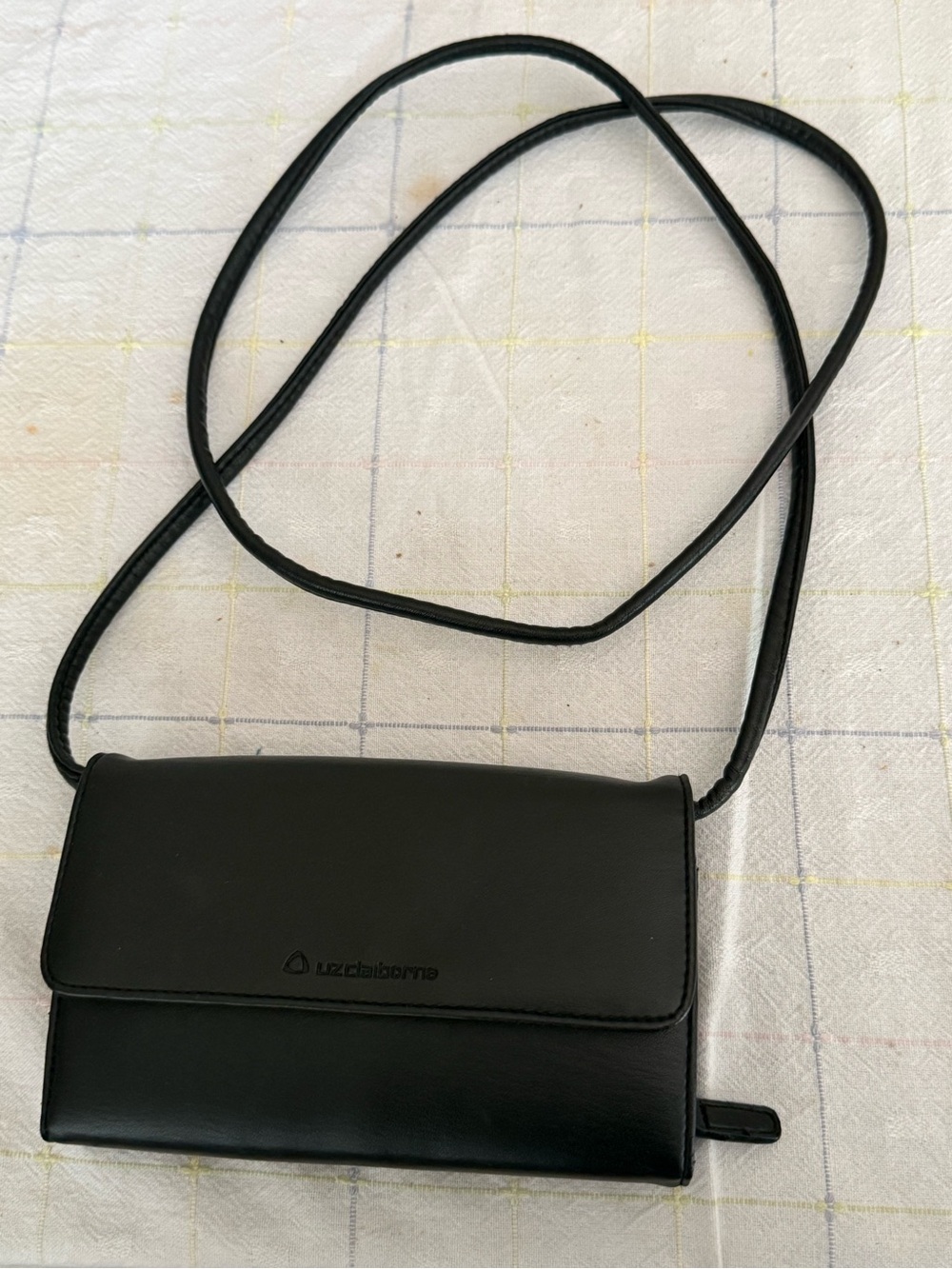 Liz Claiborne Black Slim Wallet with Shoulder Strap